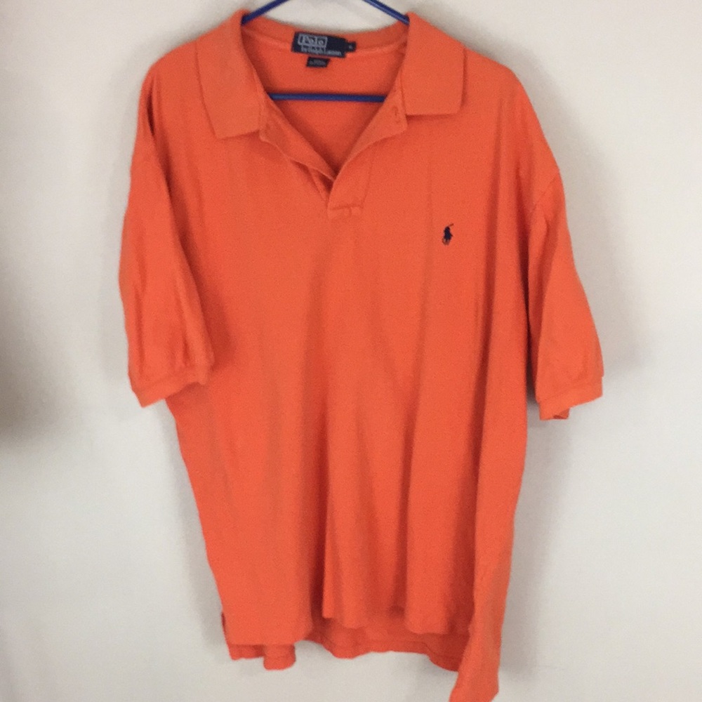Polo Ralph Lauren 100% Cotton Orange Mesh Polo Shirt Size XL
